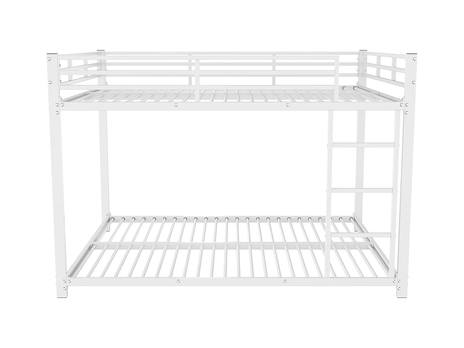 Lit superposé 140x200 cm avec sommier - protection anti-chute et éhelle - métal - blanc (sans matelas)