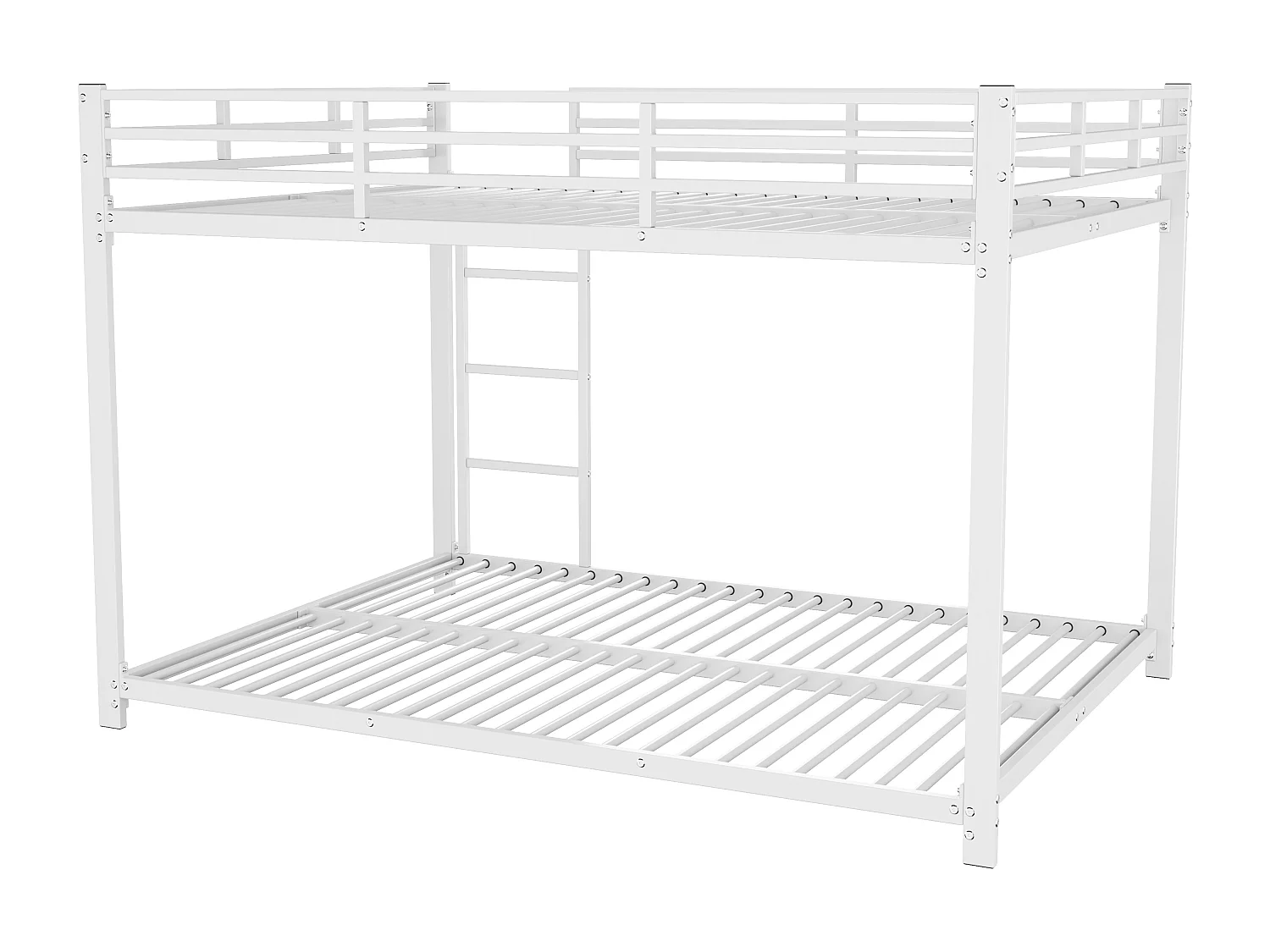 Lit superposé 140x200 cm avec sommier - protection anti-chute et éhelle - métal - blanc (sans matelas)