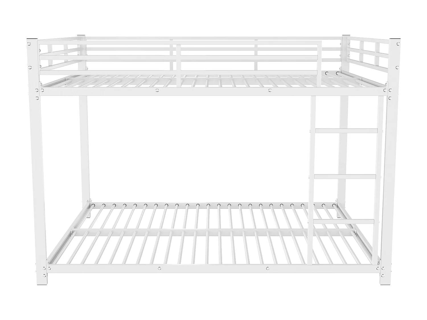 Lit superposé 140x200 cm avec sommier - protection anti-chute et éhelle - métal - blanc (sans matelas)