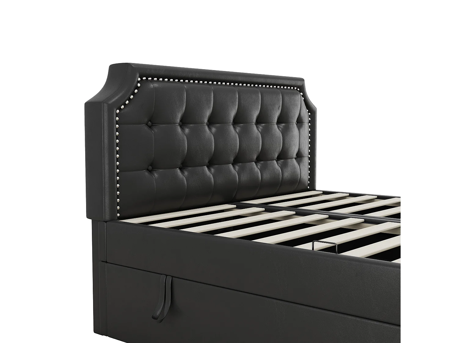 Lit cabane 140x200 cm avec sommier - barrière de protection - bois - blanc (sans matelas)