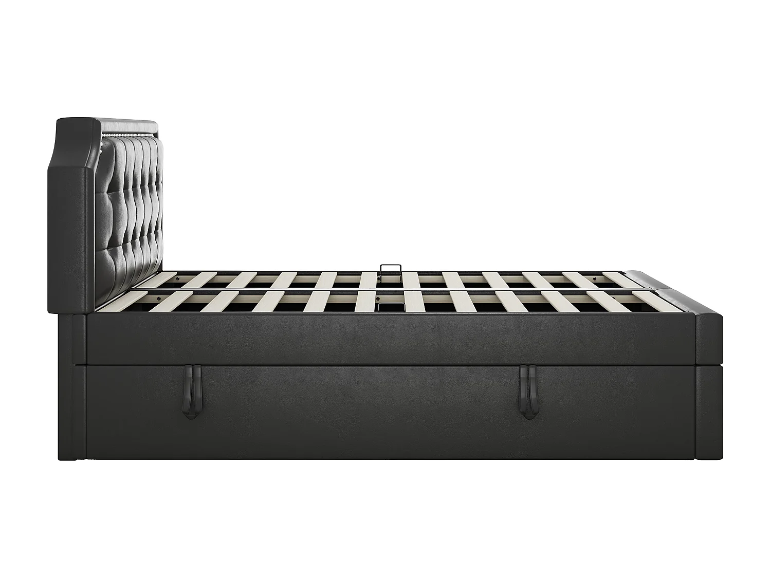 Lit cabane 140x200 cm avec sommier - barrière de protection - bois - blanc (sans matelas)