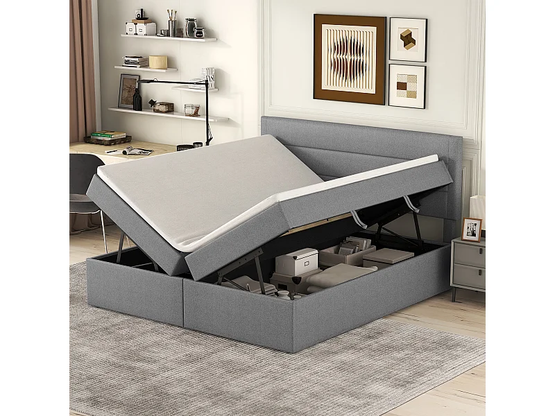 Lit enfant 140x200 cm avec sommier - lit cabane avec tables de chevet - bois - blanc (sans matelas)