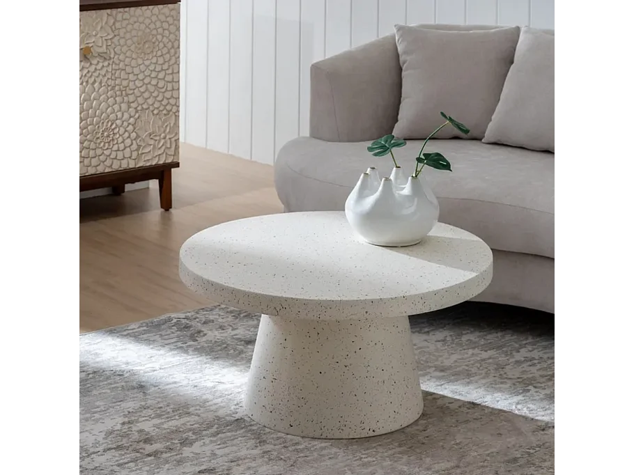 Table basse fibre de magnésium blanche 80 cm légère VEINRA