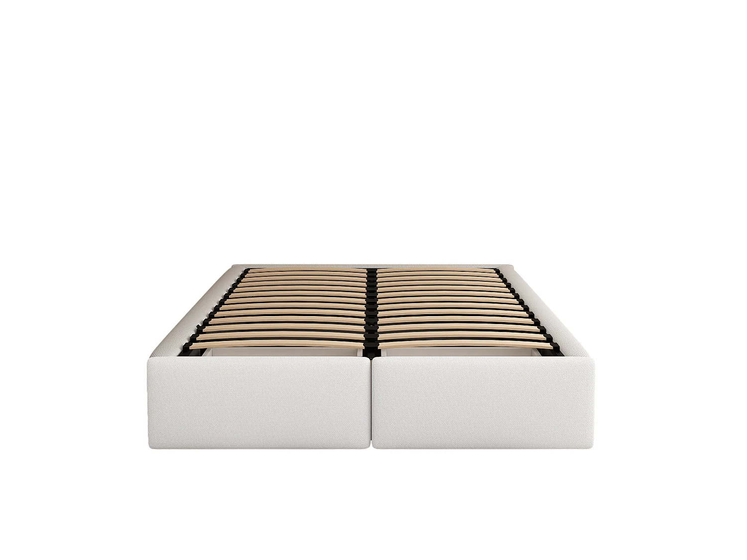 Lit coffre adulte 140x200 cm avec sommier - 2 tiroirs de rangement - lin - blanc (sans tête de lit ni matelas)