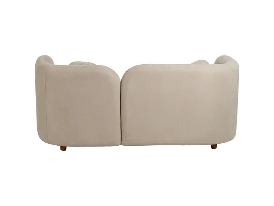 Canapé 2 places galbé en tissu beige avec coussins AURALINE