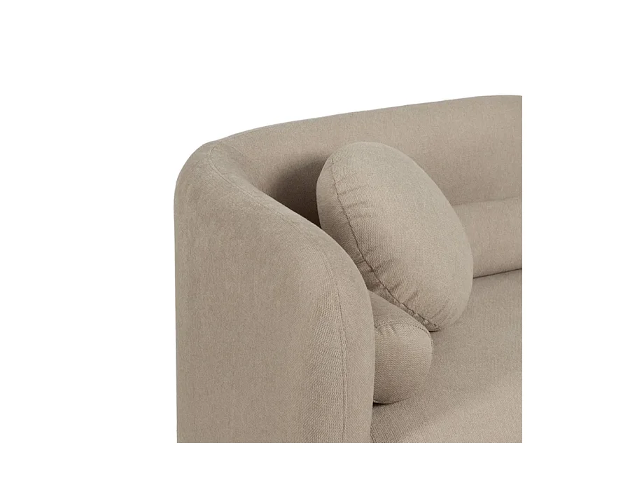Canapé 2 places galbé en tissu beige avec coussins AURALINE