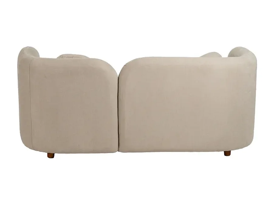 Canapé 2 places galbé en tissu beige avec coussins AURALINE