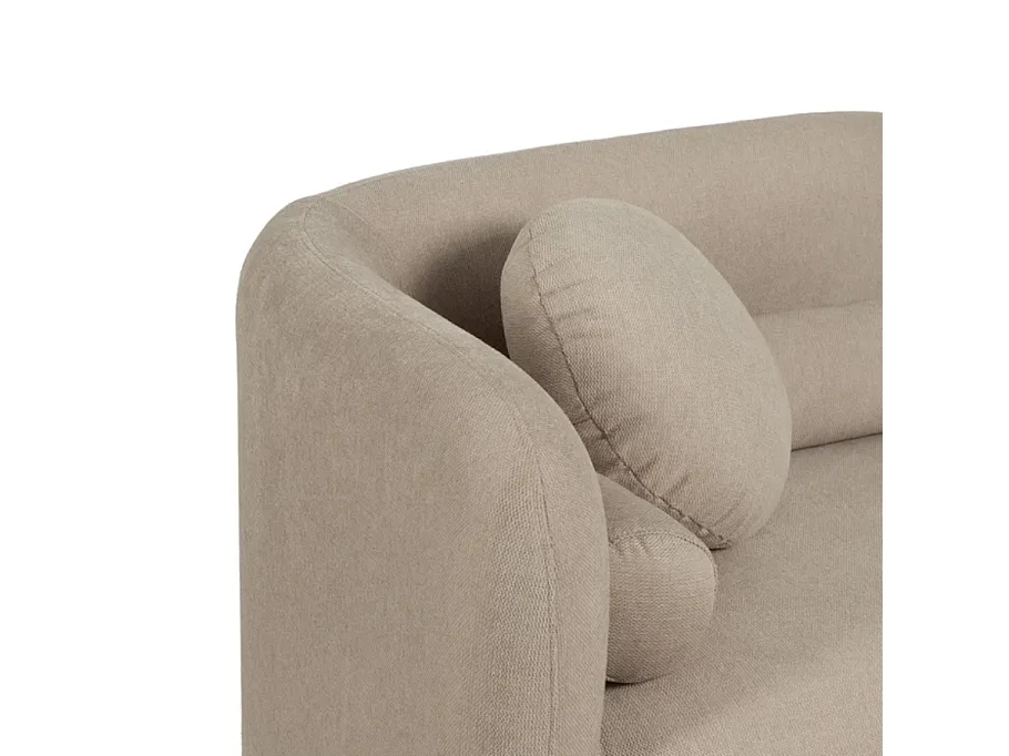 Canapé 2 places galbé en tissu beige avec coussins AURALINE