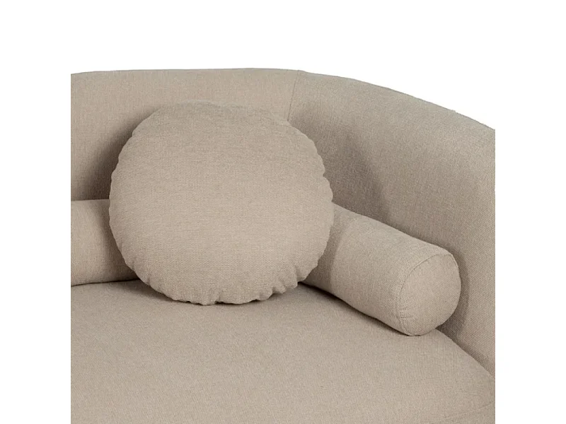 Canapé 2 places galbé en tissu beige avec coussins AURALINE