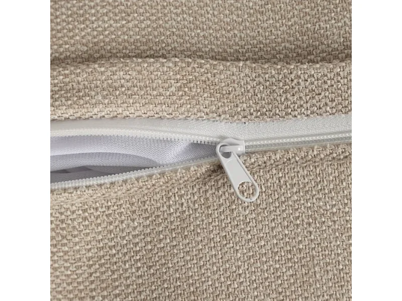 Canapé 2 places galbé en tissu beige avec coussins AURALINE