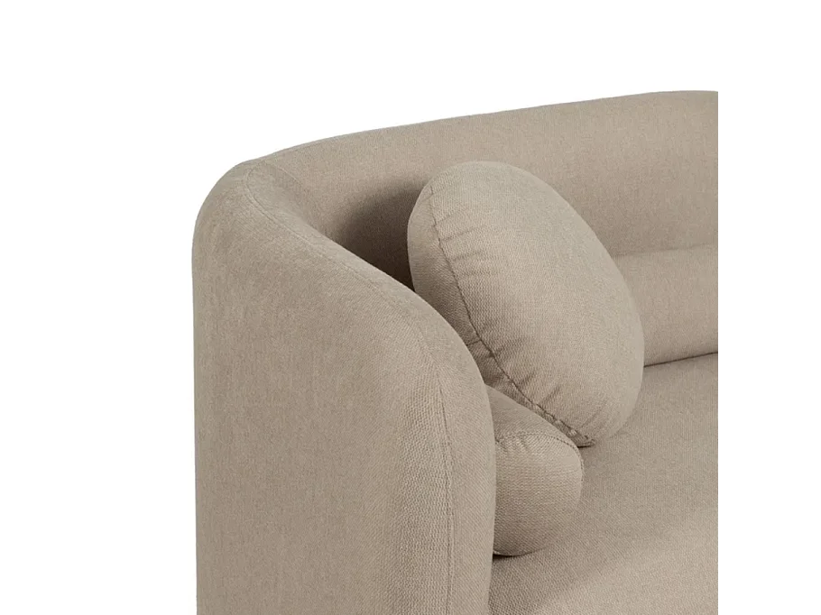 Canapé 2 places galbé en tissu beige avec coussins AURALINE
