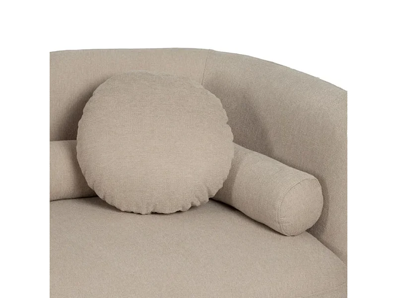 Canapé 2 places galbé en tissu beige avec coussins AURALINE