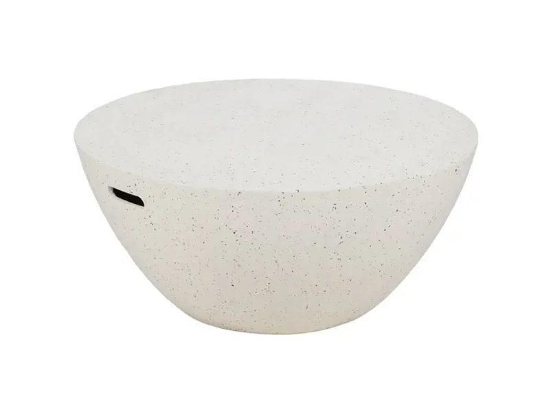 Table basse monolithe magnésium blanc moucheté avec poignées 90 cm FLOREANE