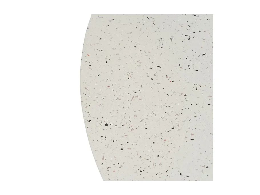 Table basse monolithe magnésium blanc moucheté avec poignées 90 cm FLOREANE