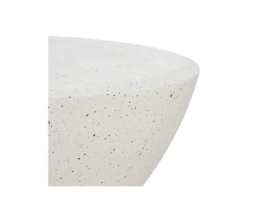 Table basse monolithe magnésium blanc moucheté avec poignées 90 cm FLOREANE