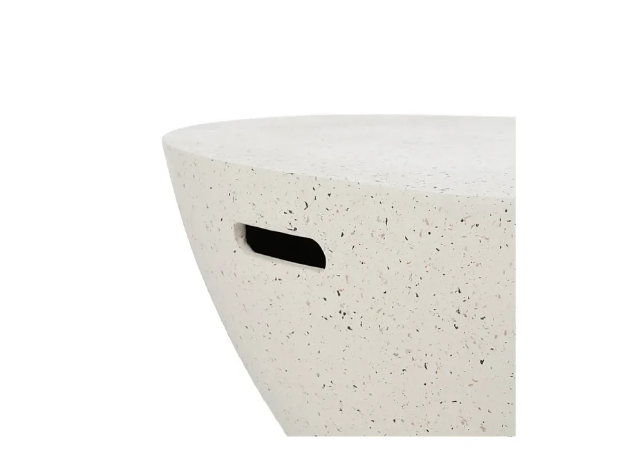 Table basse monolithe magnésium blanc moucheté avec poignées 90 cm FLOREANE