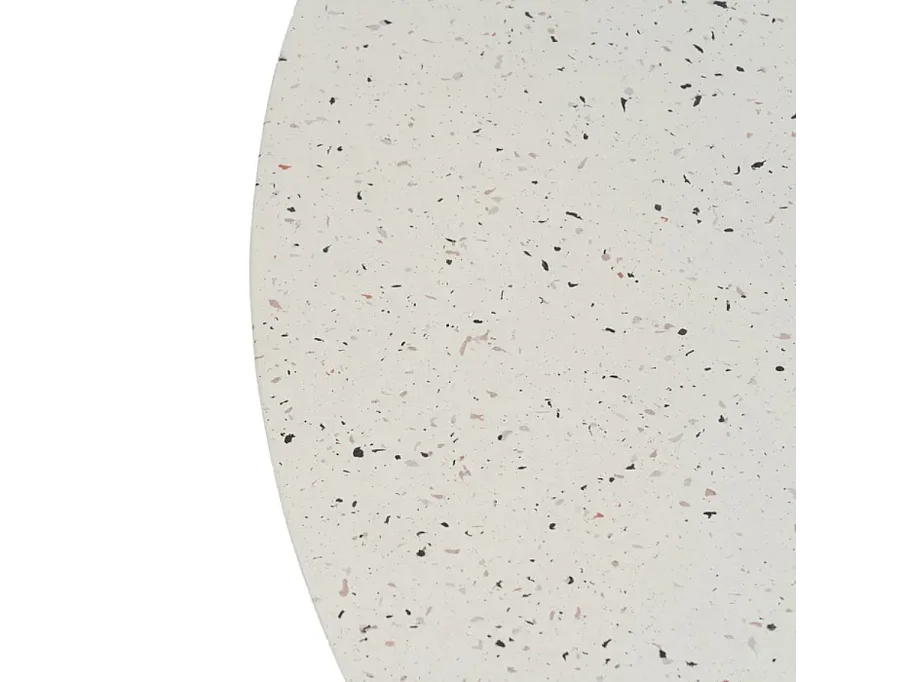 Table basse monolithe magnésium blanc moucheté avec poignées 90 cm FLOREANE