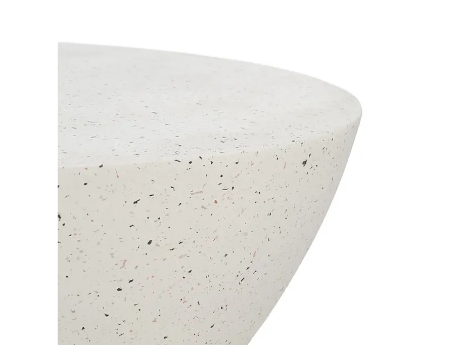 Table basse monolithe magnésium blanc moucheté avec poignées 90 cm FLOREANE