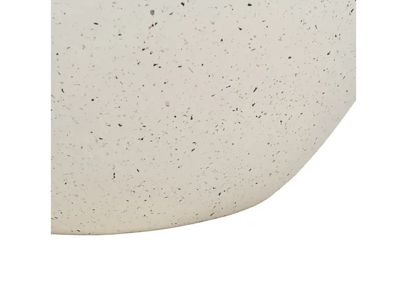 Table basse monolithe magnésium blanc moucheté avec poignées 90 cm FLOREANE