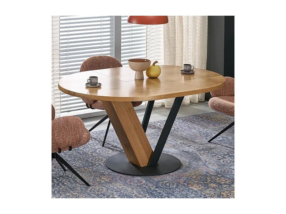 Table de salle à manger ronde de style industriel extensible PEARL