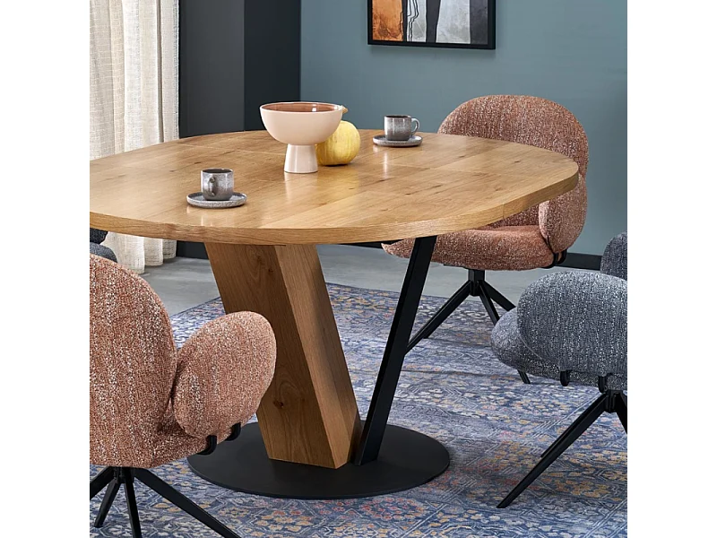 Table de salle à manger ronde de style industriel extensible PEARL