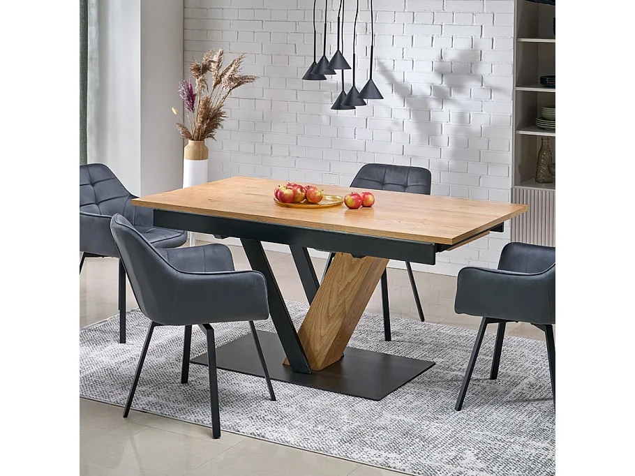 Table de salle à manger design extensible pied en V PEARL