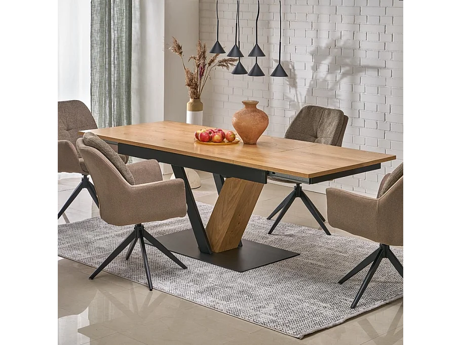 Table de salle à manger design extensible pied en V PEARL