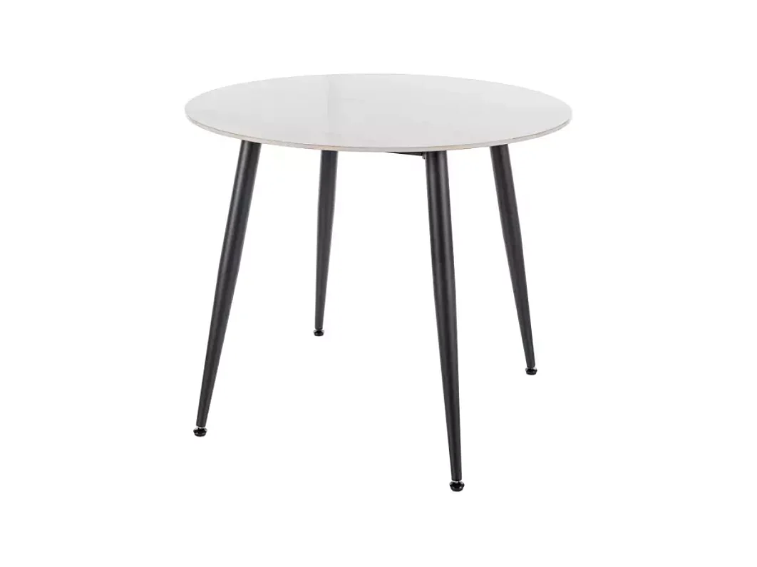 Table ronde 90 cm céramique blanche & métal noir SERAFINA