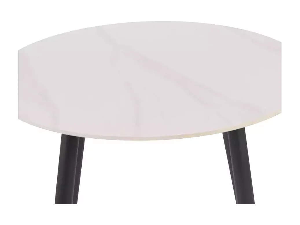 Table ronde 90 cm céramique blanche & métal noir SERAFINA
