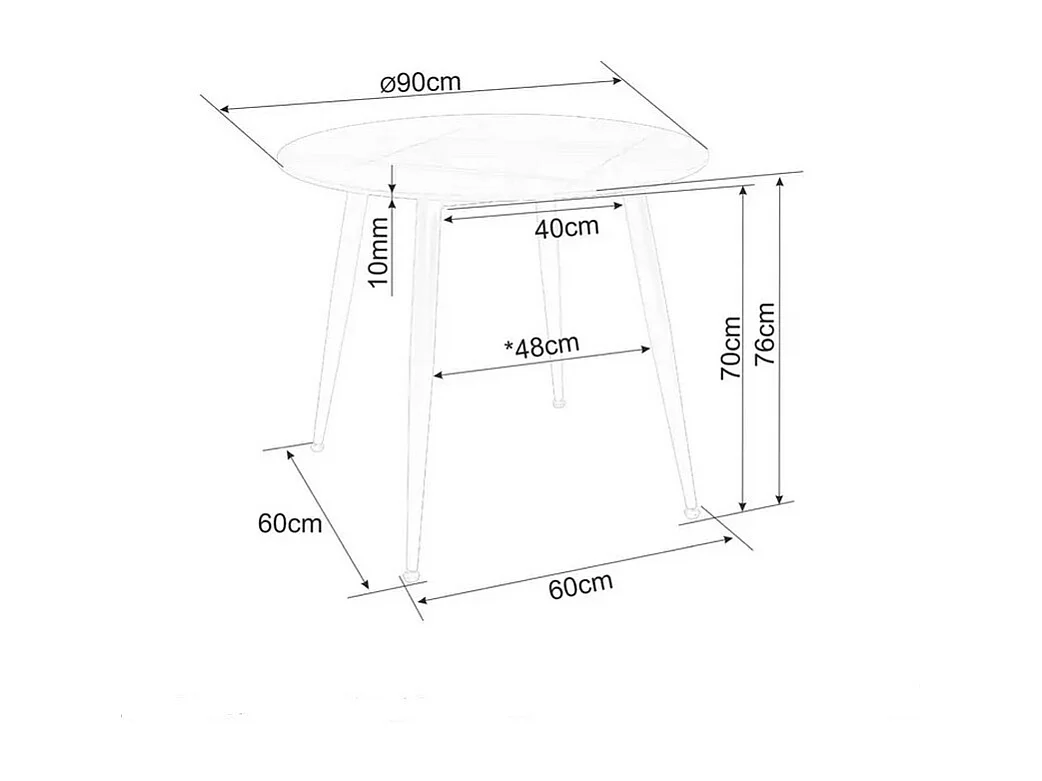 Table ronde 90 cm céramique blanche & métal noir SERAFINA