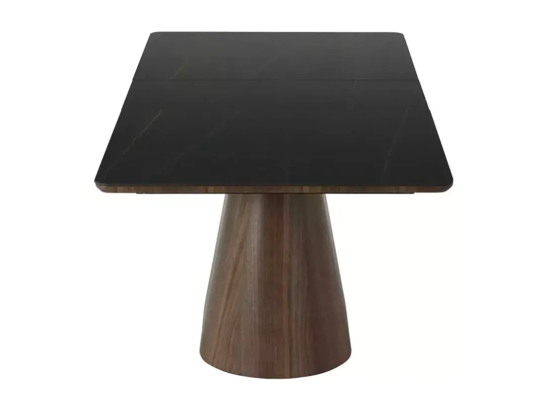 Table de salle à manger extensible 160 + 80cm en céramique bois et noir mat BOLLA