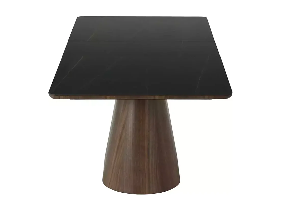Table de salle à manger extensible 160 + 80cm en céramique bois et noir mat BOLLA