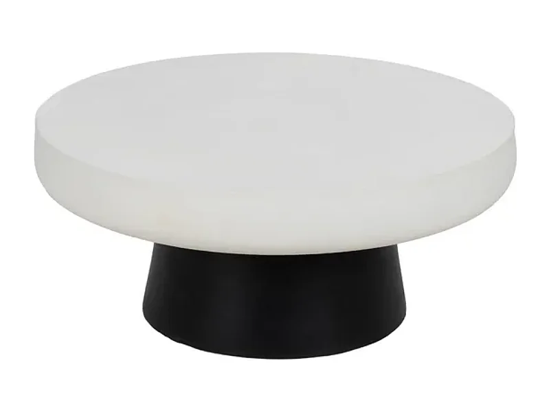 Table basse ronde magnésium blanc noir VELINDRA