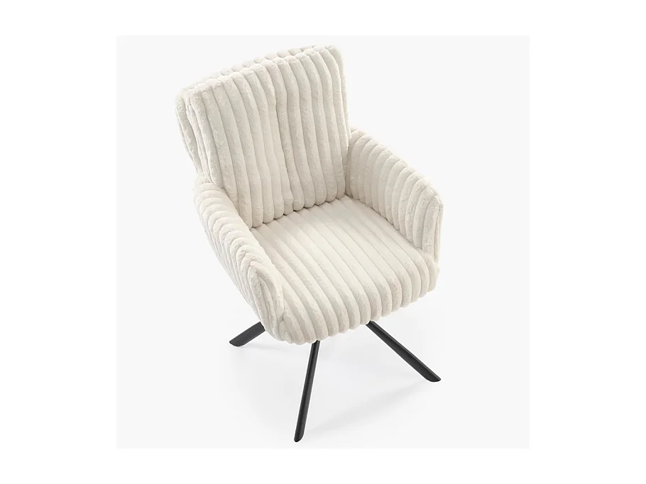 Chaise beige pivotante en tissu côtelé avec pieds en métal Nuvem