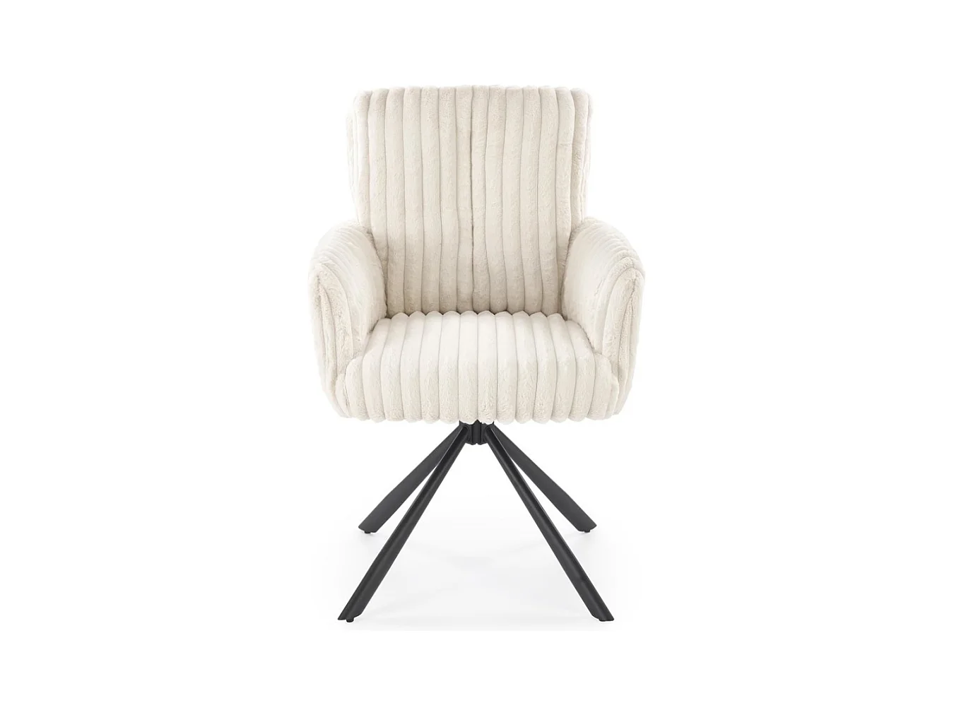 Chaise beige pivotante en tissu côtelé avec pieds en métal Nuvem