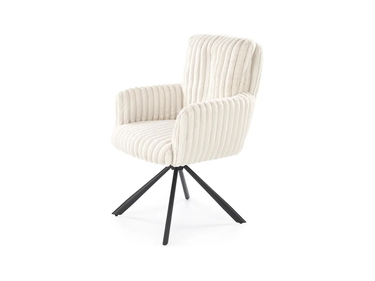 Chaise beige pivotante en tissu côtelé avec pieds en métal Nuvem