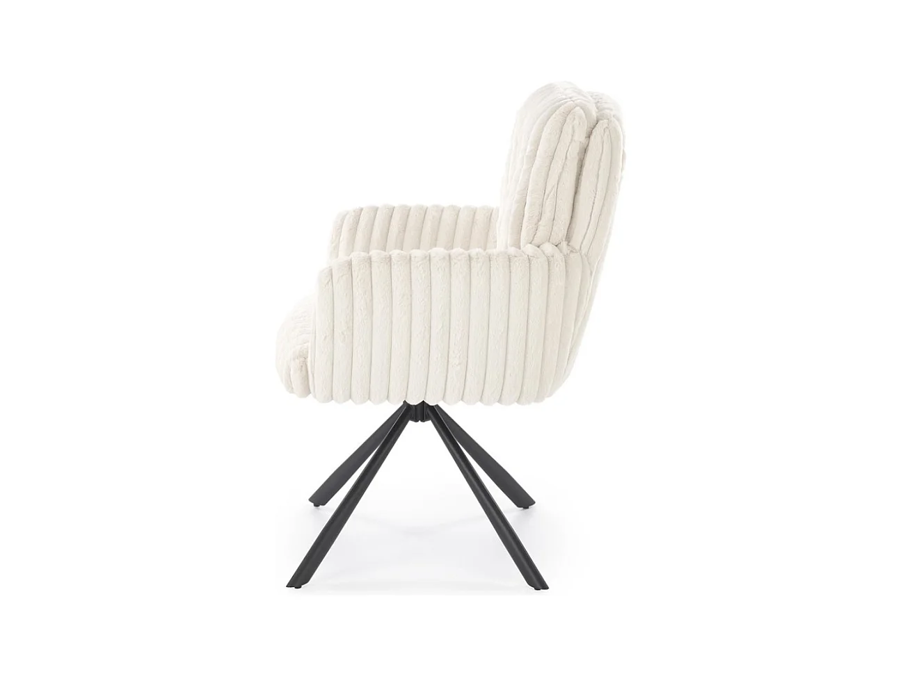 Chaise beige pivotante en tissu côtelé avec pieds en métal Nuvem