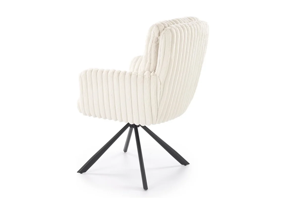 Chaise beige pivotante en tissu côtelé avec pieds en métal Nuvem