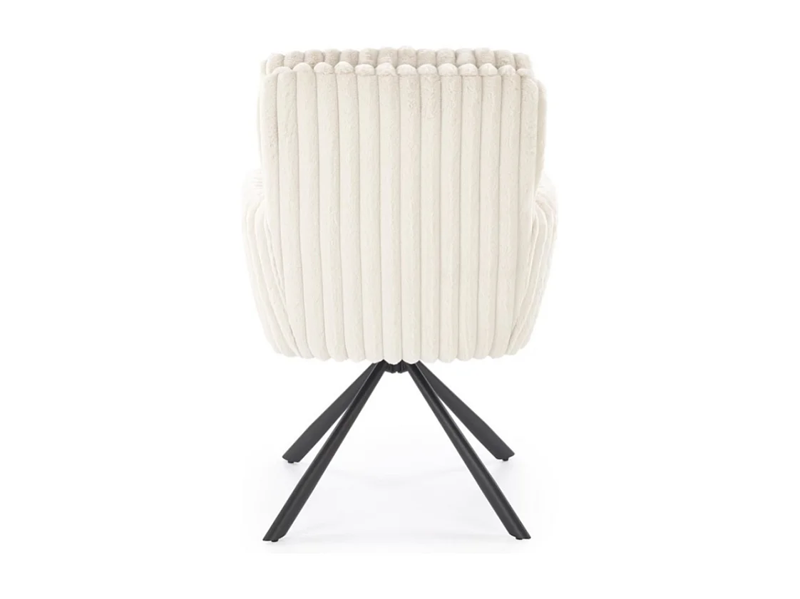 Chaise beige pivotante en tissu côtelé avec pieds en métal Nuvem