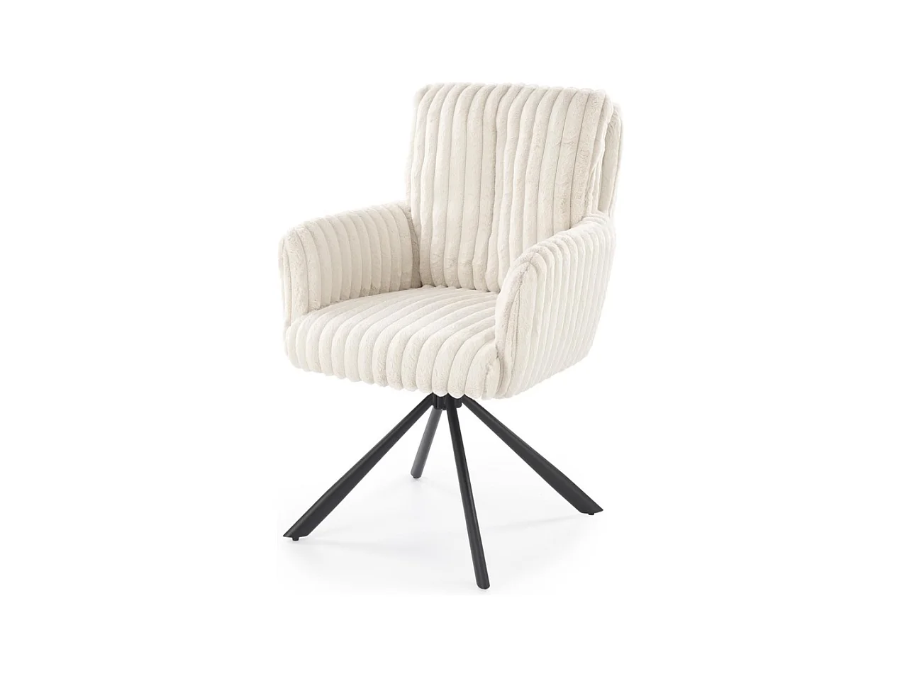 Chaise beige pivotante en tissu côtelé avec pieds en métal Nuvem