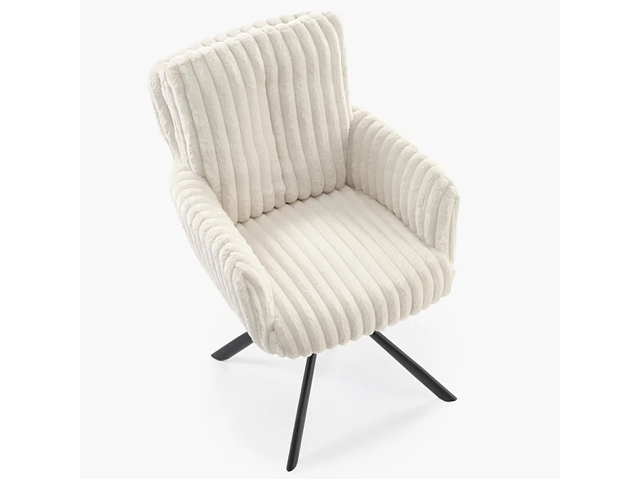 Chaise beige pivotante en tissu côtelé avec pieds en métal Nuvem