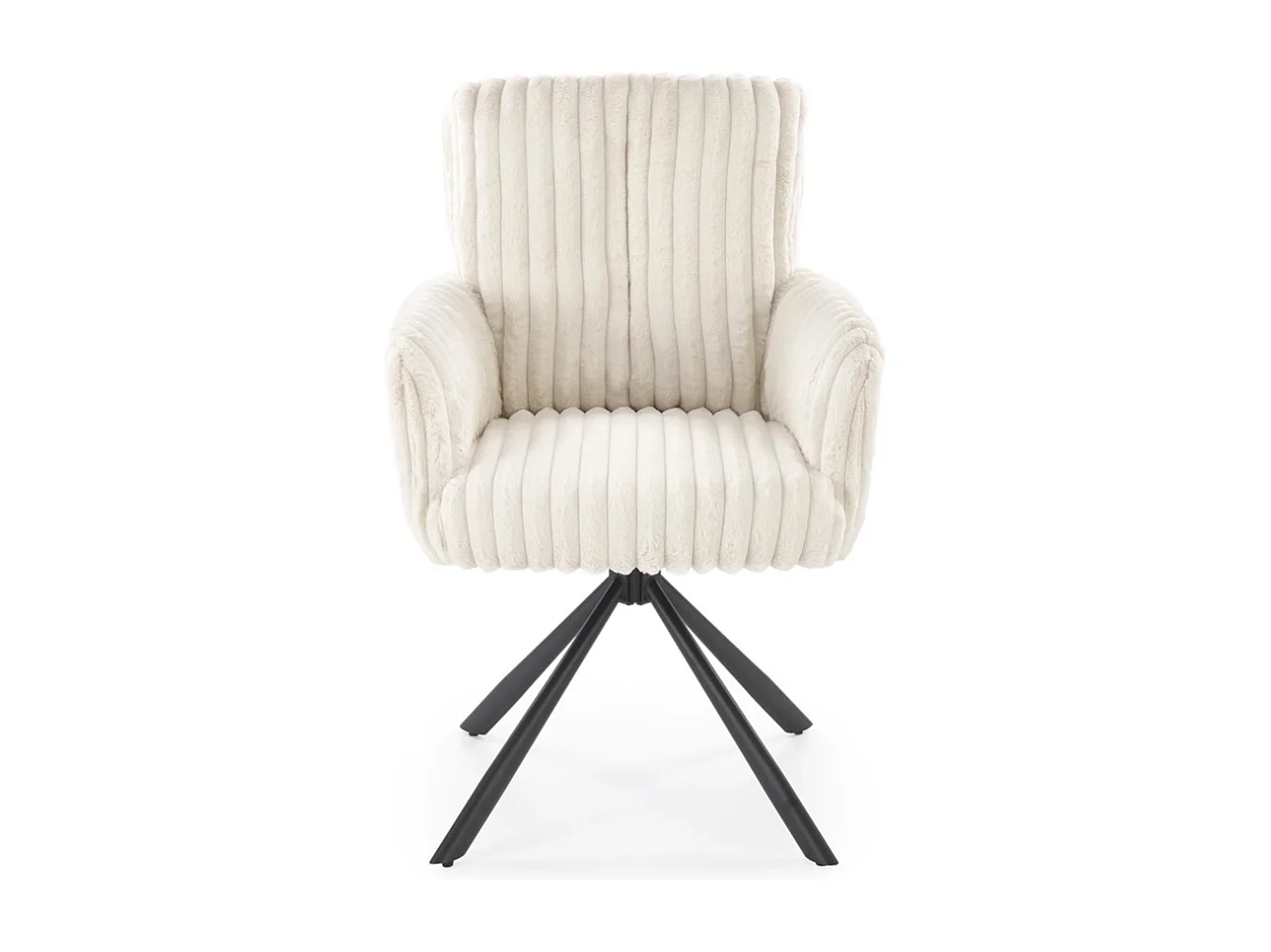 Chaise beige pivotante en tissu côtelé avec pieds en métal Nuvem