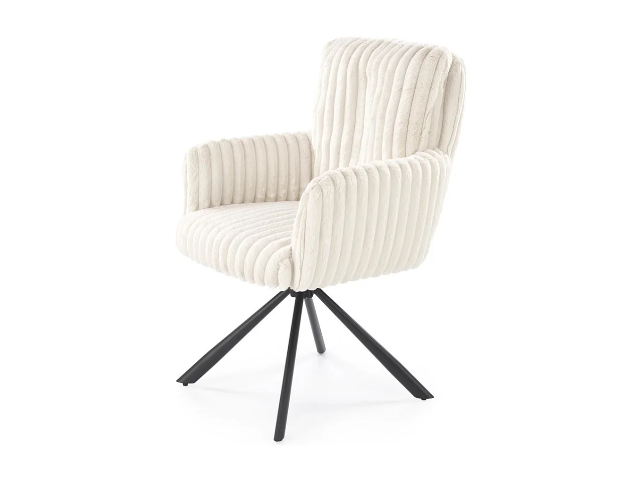 Chaise beige pivotante en tissu côtelé avec pieds en métal Nuvem