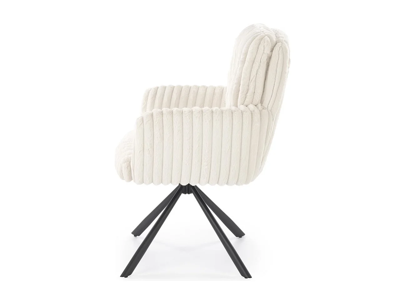 Chaise beige pivotante en tissu côtelé avec pieds en métal Nuvem