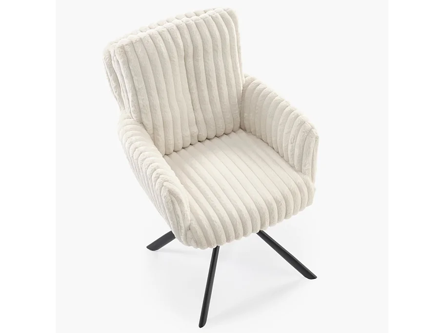 Chaise beige pivotante en tissu côtelé avec pieds en métal Nuvem