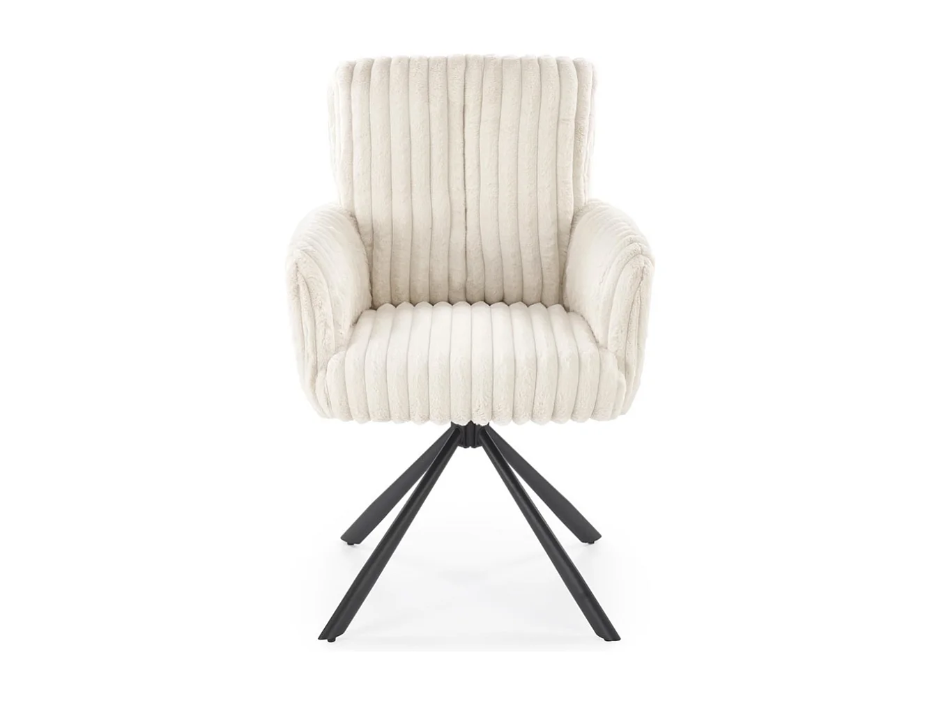 Chaise beige pivotante en tissu côtelé avec pieds en métal Nuvem