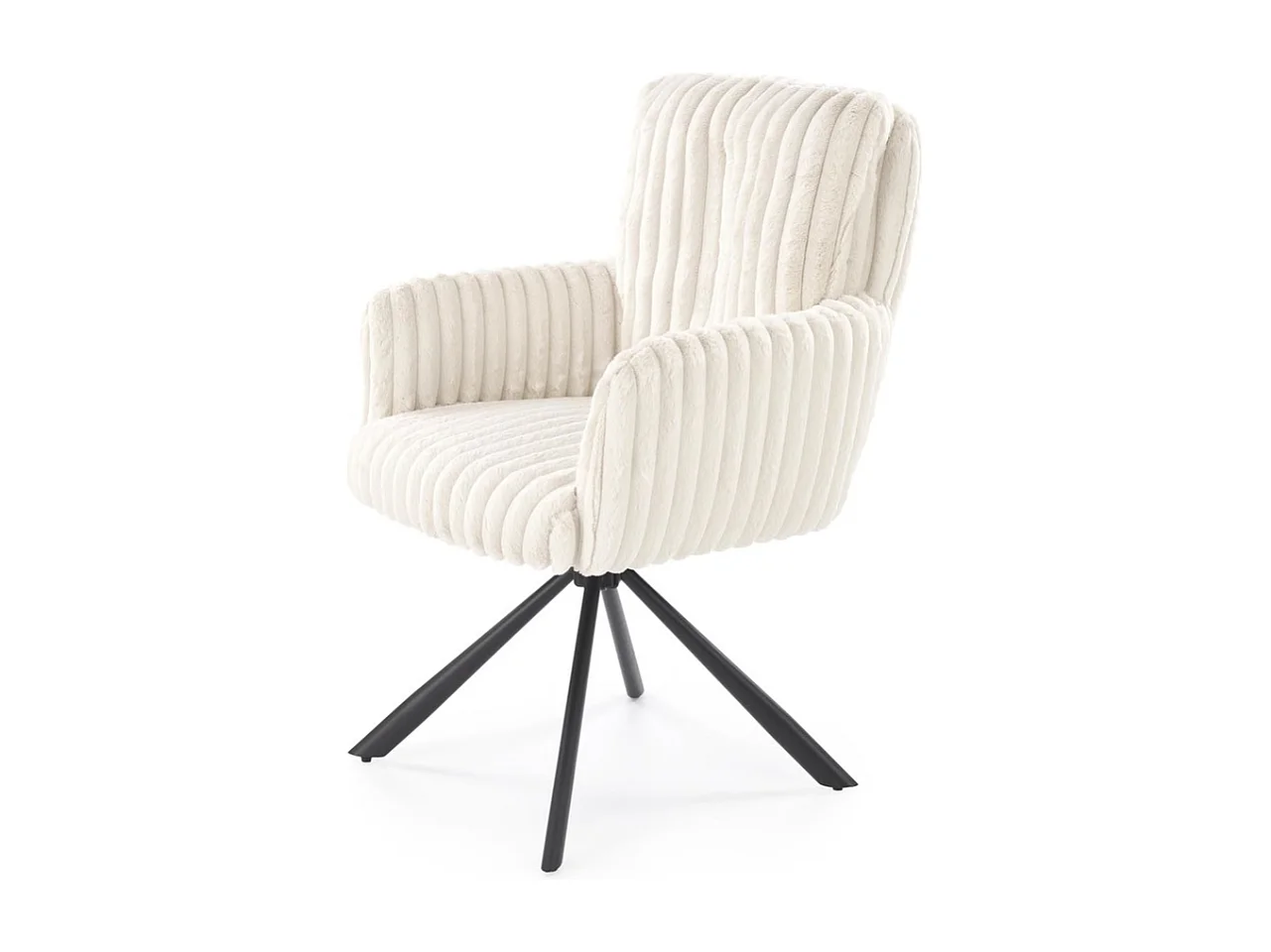 Chaise beige pivotante en tissu côtelé avec pieds en métal Nuvem