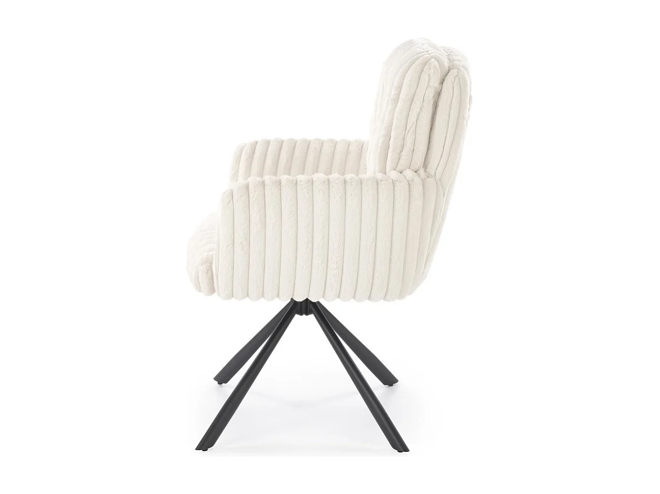 Chaise beige pivotante en tissu côtelé avec pieds en métal Nuvem