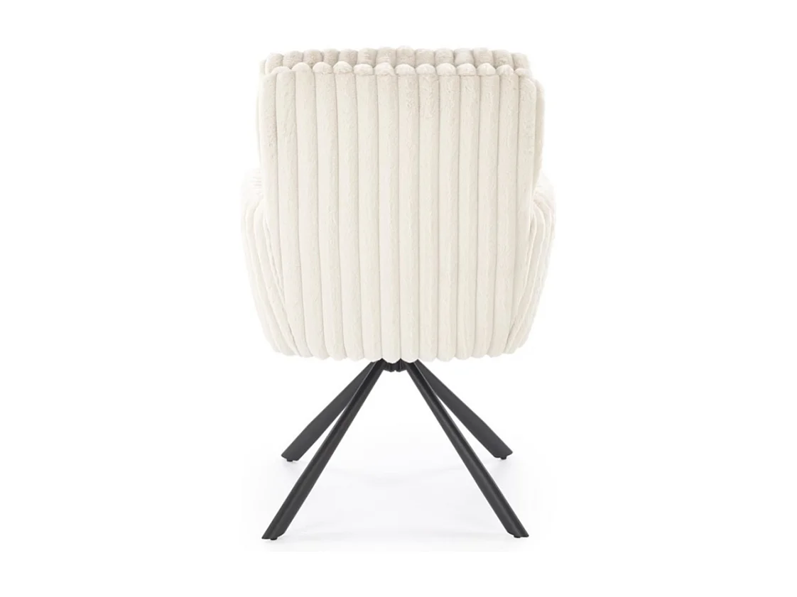 Chaise beige pivotante en tissu côtelé avec pieds en métal Nuvem