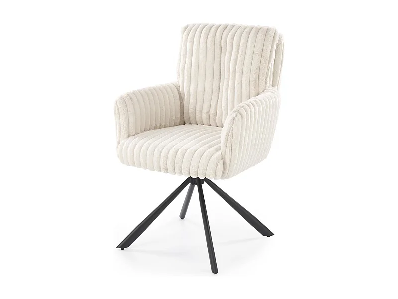 Chaise beige pivotante en tissu côtelé avec pieds en métal Nuvem